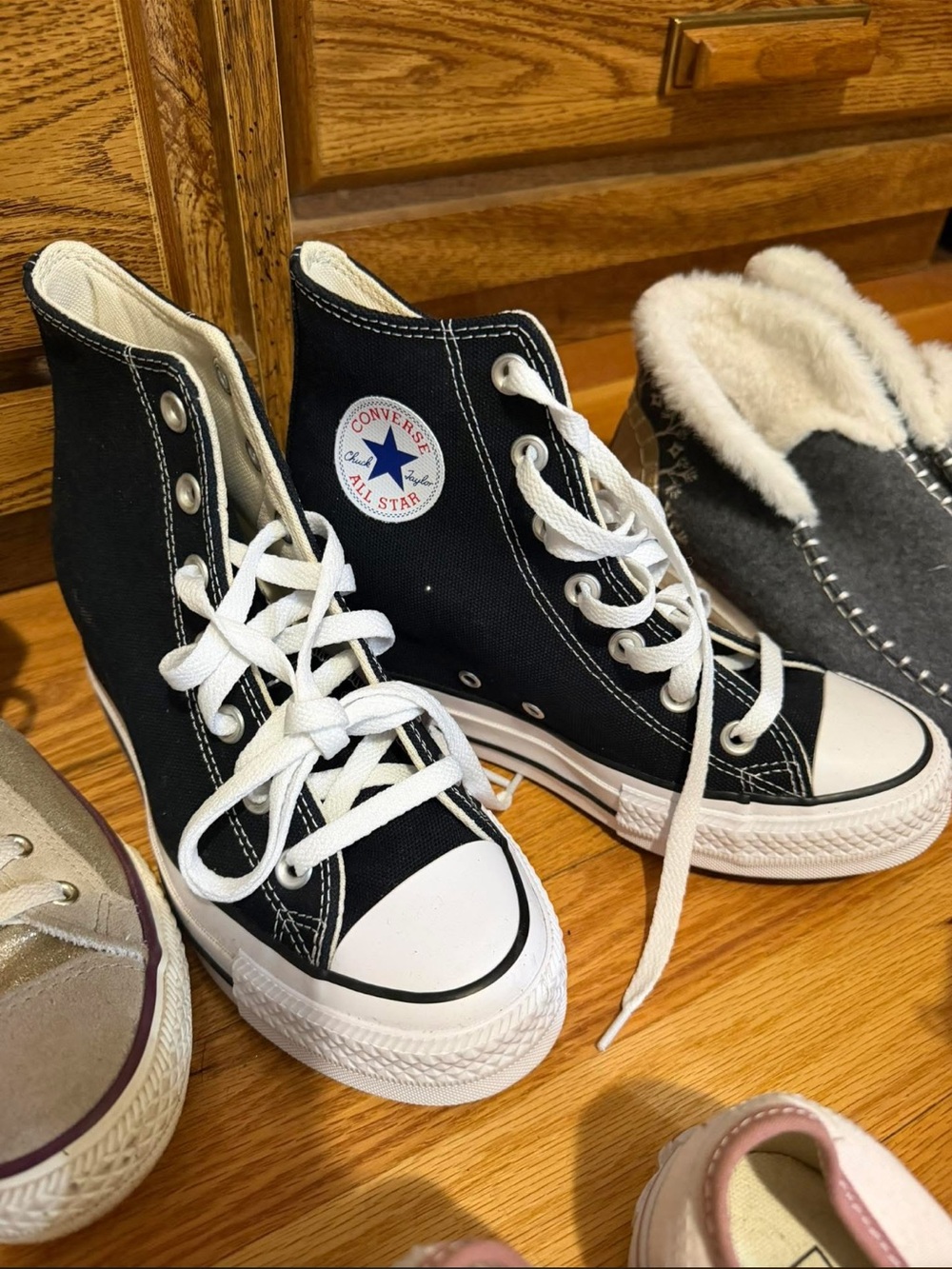 Converse Black & White Platform High Top Sneakers